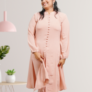 Salmon Pink Chinese Collared Co ord Set